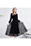 Women's Black Heart Round neck Long sleeve Midi Dress