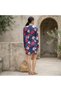 Women's Blue Floral Bodycon Long sleeve Mini Dress - 5
