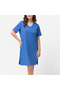 Women's Blue Short sleeve Dress - 5