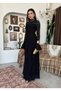 Women's Black Lace Midi Dress High Neck Long Sleeve Evening Dress with Flounce Cuffs - 8