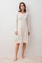 Long Sleeve Buttoned Patterned Lycra Viscose Short Nightgown