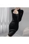 Women's Black Bodycon Long sleeve Mini Dress - 5