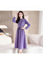 Women's Purple Long sleeve Midi Dress - 4