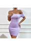 Women's Off-shoulder Short sleeve Dress - 4
