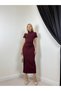 Women's Mürdüm Midi Bodycon High Neck Short Sleeve Shirred Detailed Dress - 2