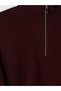 Ozmarka New Season Burgundy Zippered Turtleneck Men's Knitwear Sweater - 7