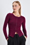 Ribbed Slim Fit Blouse with Snap Front