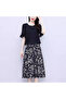 Women's Black Floral Midi Dress - 4
