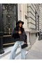 Women's Black - Black Short Faux Fur Coat Wide Fur Collar Long Sleeve Outerwear - 7