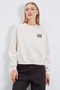 3 Thread Leopard Embroidered Raglan Sleeve Oversize Sweatshirt - 5