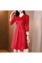 Women's Red V-neck Dress - 2