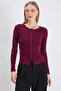 Ribbed Slim Fit Blouse with Snap Front - 7