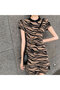 Women's Black Pink Short sleeve Midi Dress - 4