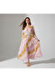 Women's Purple Tie-dye print Smock Maxi Dress