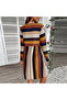 Women's Multicolor Striped Long sleeve Midi Dress - 5