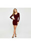 Women's Wine Red Bodycon Long sleeve Dress - 5