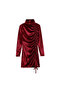Women's Red High neck Midi Dress - 2