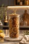 Round Glass Storage Container with Single Deer Figure and Bamboo Lid, Gold - 2