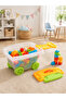 55-Piece Kids Building Blocks Set with Wheeled Storage Trolley, Pull Handle and Removable Lid, Colourful Construction Bricks and Vehicle Pieces - 2