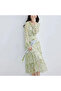Women's Green Floral Long sleeve Maxi Dress - 2