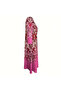 Women's Red Floral V-neck Long sleeve Midi Dress - 5