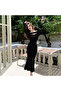 Women's Black Off-shoulder Midi Dress - 2