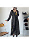 Women's Black Floral Long sleeve Midi Dress - 2