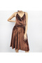 Women's Brown Midi Dress - 6