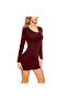 Women's Wine Red Bodycon Long sleeve Dress - 7
