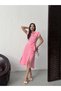 Women's Black - Black Sleeveless Midi Shirt Dress with Belt, Pockets, Buttons and Slits - 3