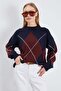 Baklava Patterned Oversize Sweater - 5