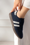 Navy Blue Women's Sports Shoes Sneaker Retro Daily Casual Lace-Up Stylish Shoes - 3