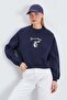 3 Thread Penguin Embroidered Crop Sweatshirt