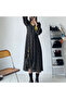 Women's Black Floral Long sleeve Midi Dress - 8