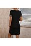 Women's Black Embroidered Shift Dress - 4