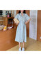 Women's Blue Striped Midi Dress - 6
