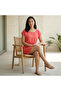 Women's Rose Red Round neck Short sleeve Mini Dress - 3