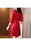 Women's Red V-neck Dress - 5