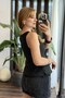 Women's Crew Neck Zero Sleeve Bell Model Blouse Black - 2