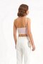 Women's Halter Neck Rose Detailed Crop Vest Pink - 3