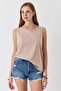 Women's Zero Sleeve Cross Back Design Athlete Top Stone