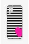 Samsung A12 Compatible Striped Heart Pattern Silicone Case - 2