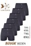 6 Pack Men's Wide Fit Large Size Boxer Oversized Underwear 100% Cotton