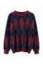 Daphne Argyle Patterned Oversize Knitwear Sweater Women's Burgundy - Navy Blue