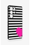 Samsung S25 Ultra Compatible Striped Heart Pattern Silicone Case - 3