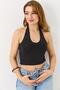 Women's Halter Neck Crop Blouse Black