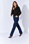 Women's Black Shirt Collar Deep Zipper Long Sleeve Camisole Bodysuit