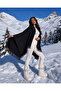 Women's Black Tasseled Poncho Shawl – Casual Stylish Shoulder Shawl Pnc17 - 4