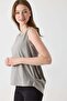 Women's Zero Sleeve Cross Back Design Tank Top Gray - 3