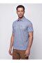 Light Blue Micro Patterned Regular Fit Men's Polo Neck T-Shirt - 2